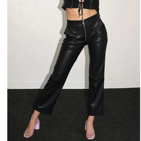 LNA Women's Faux Leather Pants Black Size X-Large
